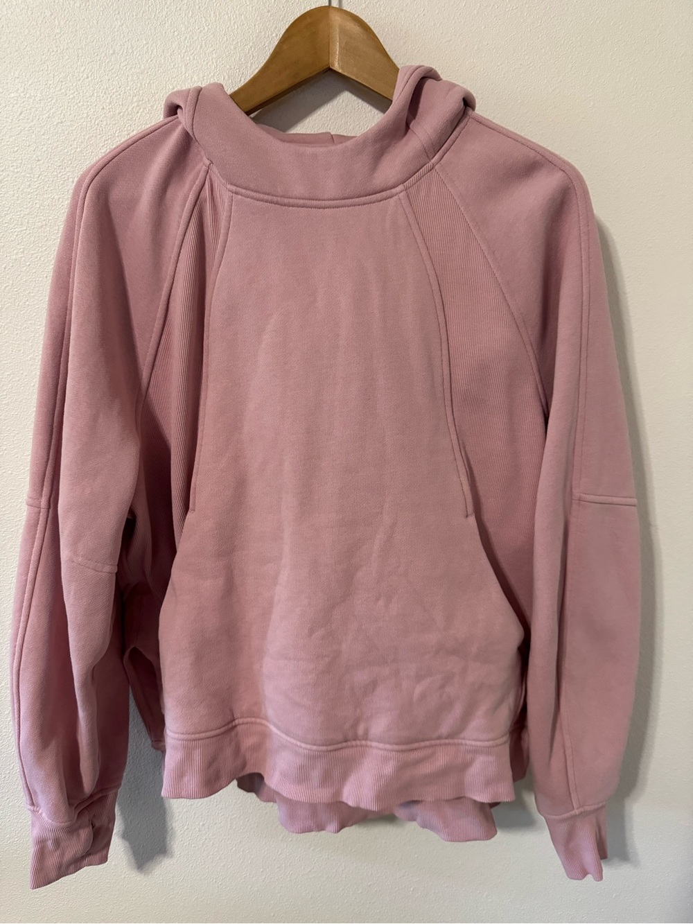 Lululemon Scuba Oversized Side-Slit Hoodie Pink Embroidered Athleisure-M/L